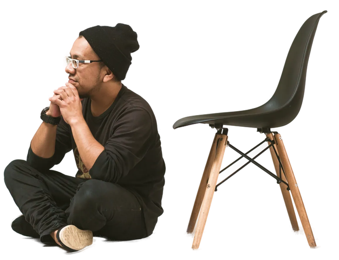 A designer presenting work to a client